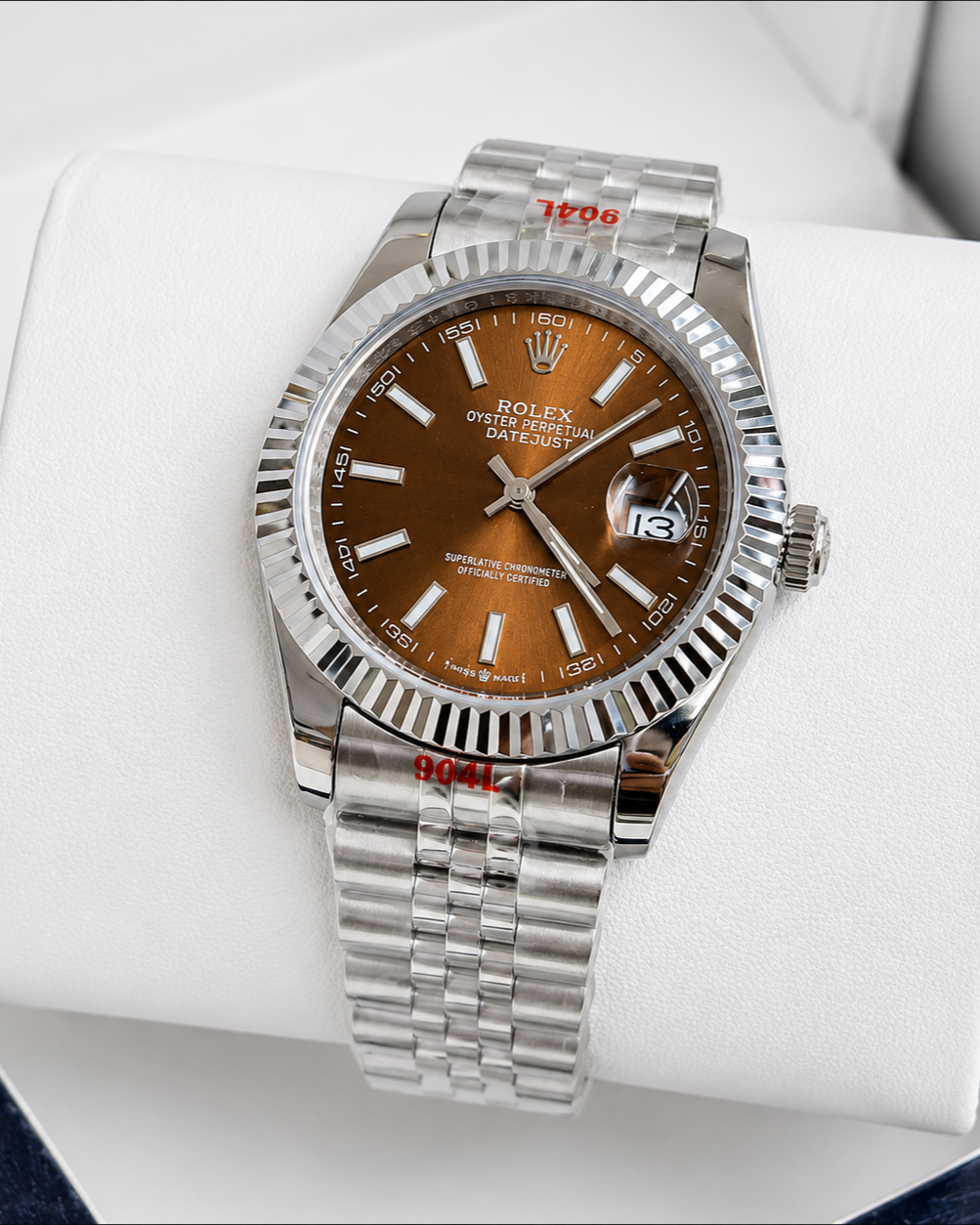 Rolex Datejust Watch — Brown Chocolate Dial with Fluted Bezel & Luxury Bracelet