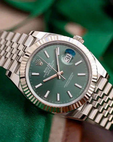 Rolex Datejust Watch — Distinctive Green Dial with Fluted Bezel