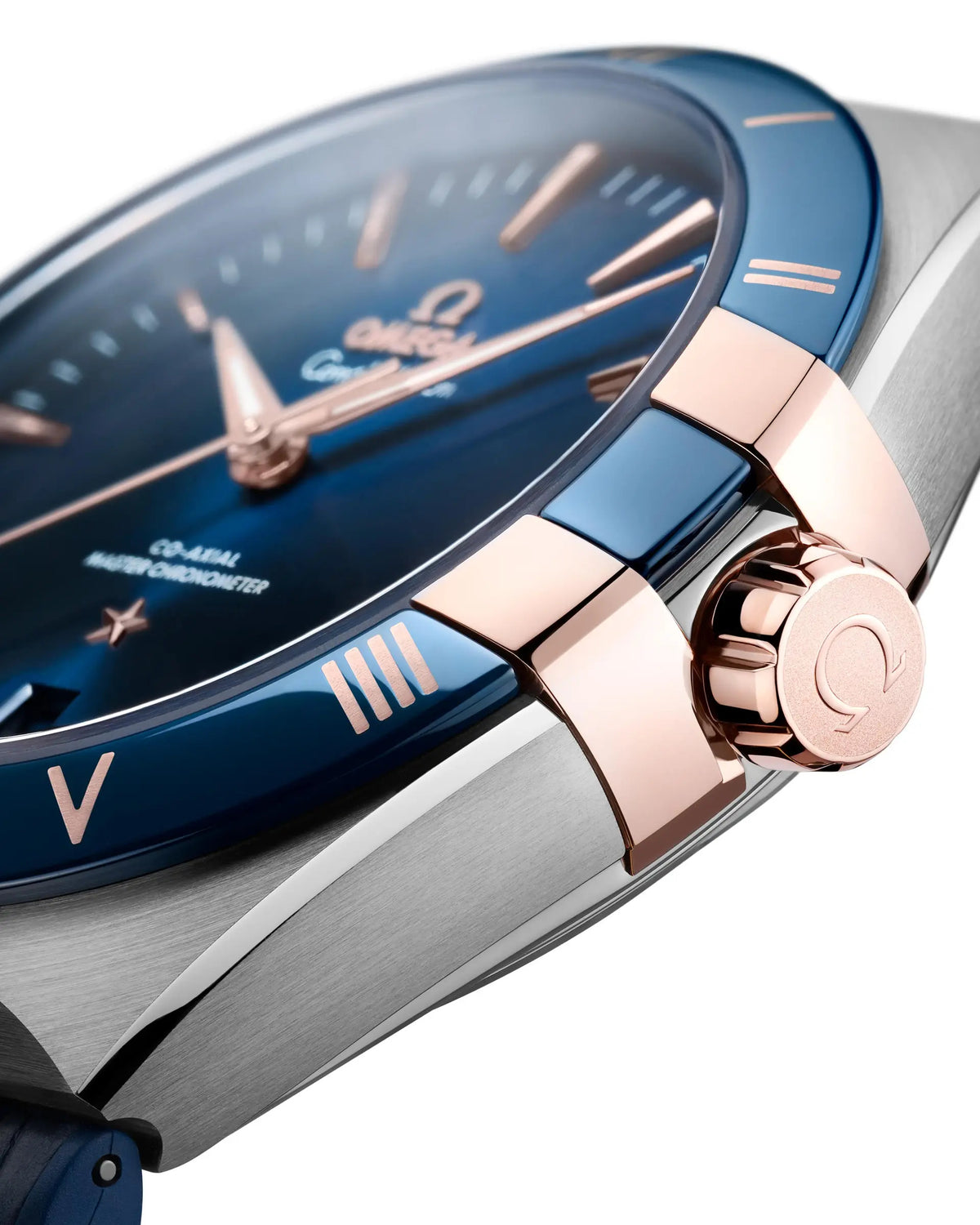 OMEGA Constellation Master Chronometer 41mm Watch — Blue Dial with Blue Leather Strap & Rose Gold-Tone Accents