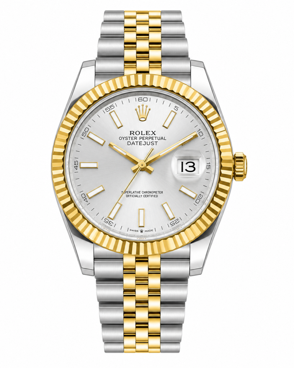 Rolex Datejust 41 Watch — Two-Tone Design with Fluted Yellow Gold Bezel & Jubilee Bracelet