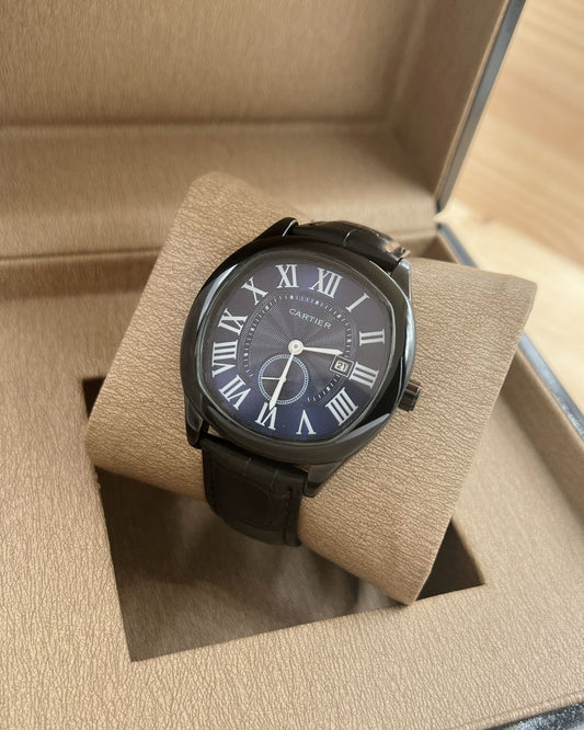 Cartier Drive de Cartier Watch — Cushion-Shaped Case with Black Roman Numeral Dial