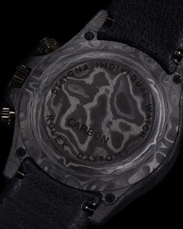 Rolex Cosmograph Daytona Watch — Carbon Case with Skeleton Dial & Dark Fabric Strap