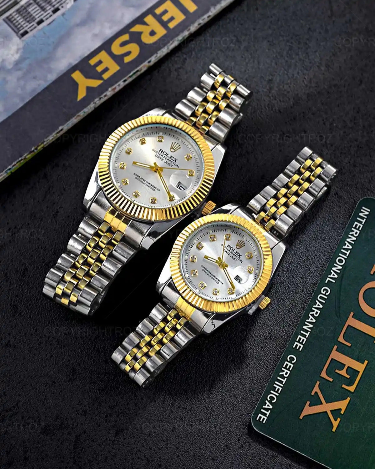 Rolex Datejust Couple Watch Set — Two-Tone with Diamond Dials & Jubilee Bracelets