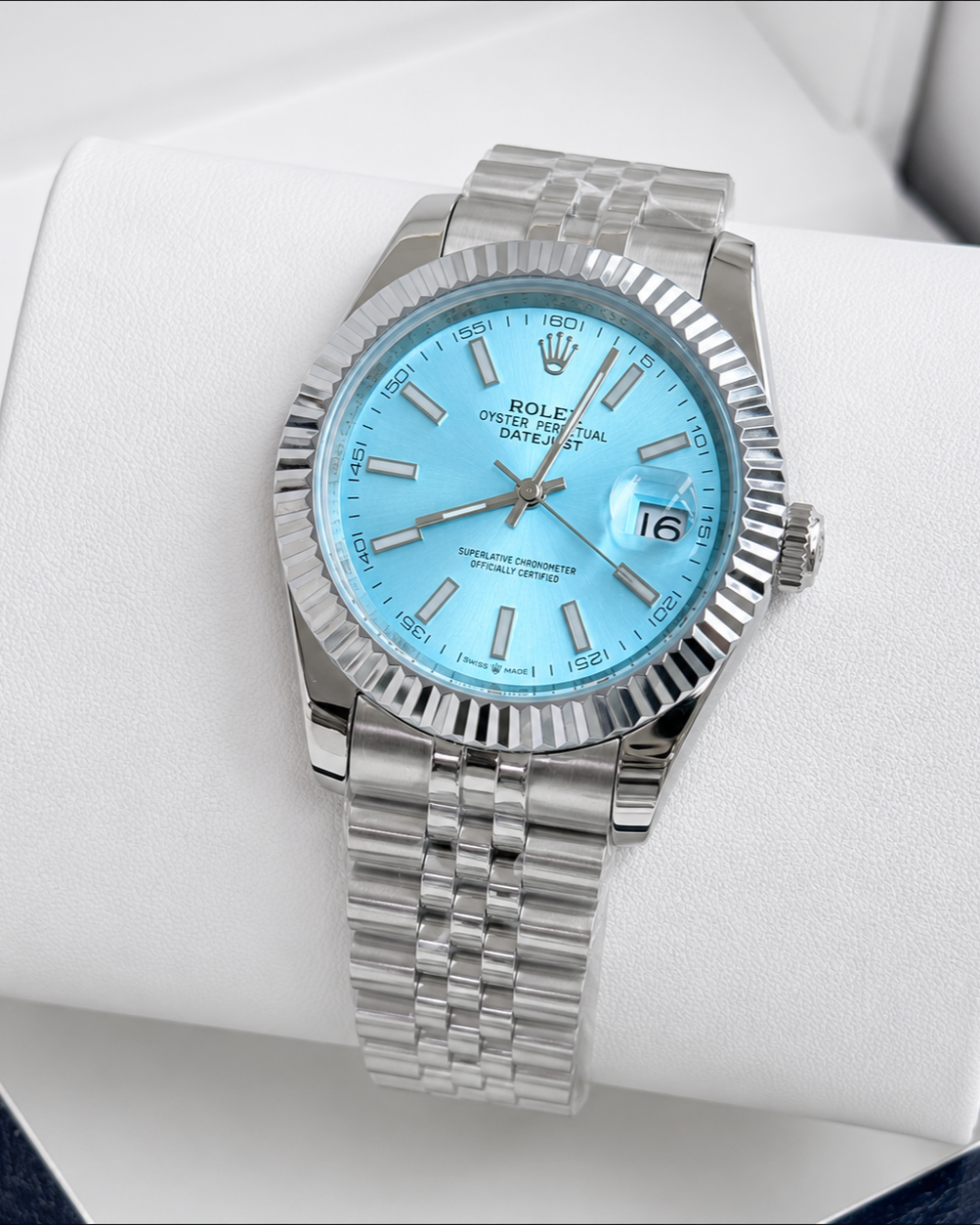 Rolex Datejust Watch — Light Blue Tiffany Dial with Fluted Bezel & Luxury Bracelet