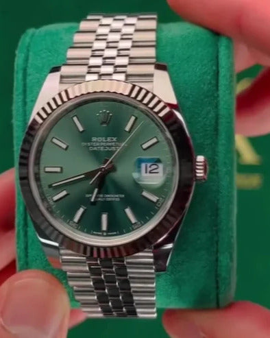 Rolex Datejust Watch — Distinctive Green Dial with Fluted Bezel