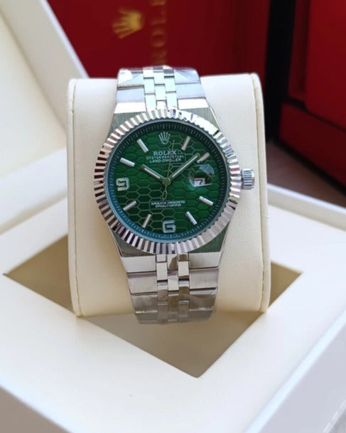 Rolex Oyster Perpetual Land-Dweller Watch — Green Honeycomb-Patterned Dial
