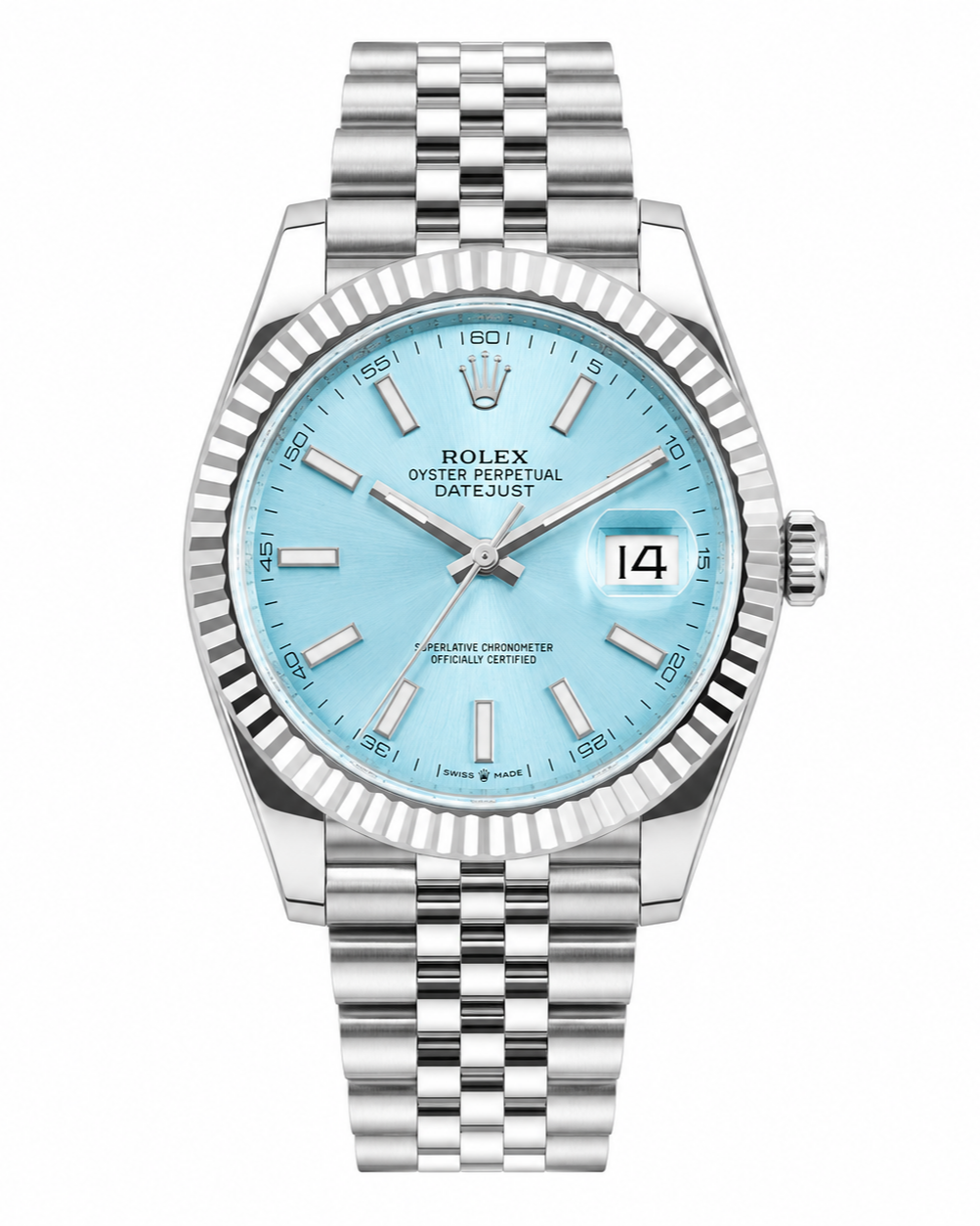 Rolex Datejust Watch — Light Blue Tiffany Dial with Fluted Bezel & Luxury Bracelet