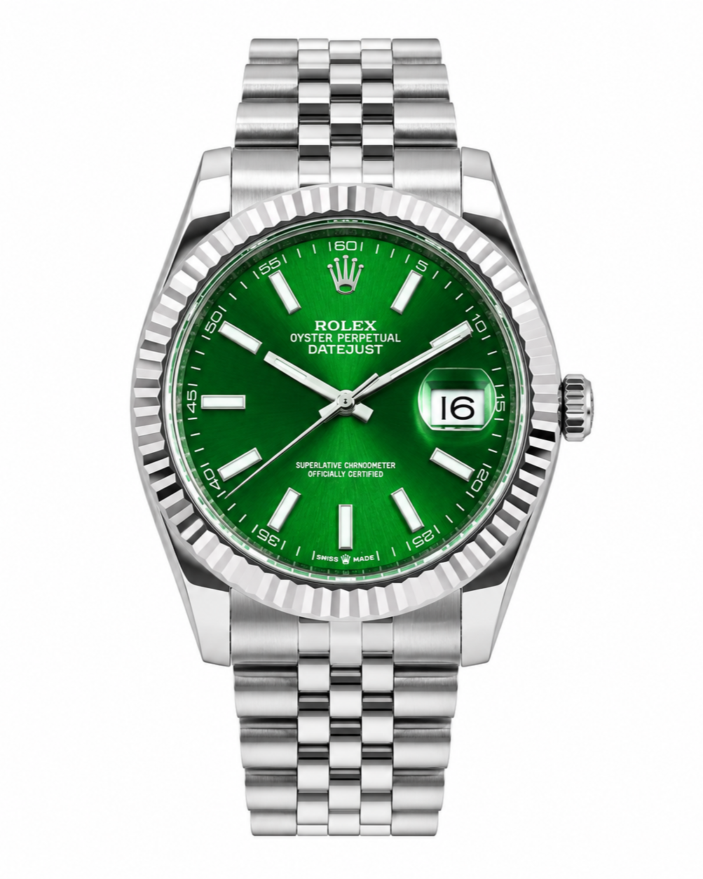 Rolex Datejust 41 Watch — Green Ombré Dial with Fluted Bezel