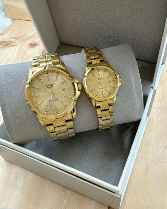 CASIO Couple Watch — Gold Case with Gold Dial & Gold Bracelet