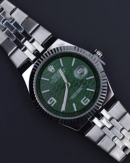 Rolex Oyster Perpetual Land-Dweller Watch — Green Honeycomb-Patterned Dial