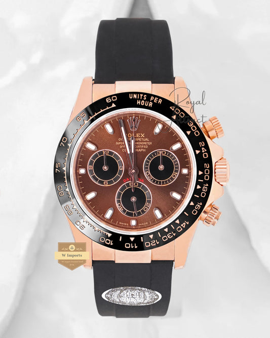 Rolex Cosmograph Daytona Watch — Chocolate Brown Dial with Black Oysterflex Strap