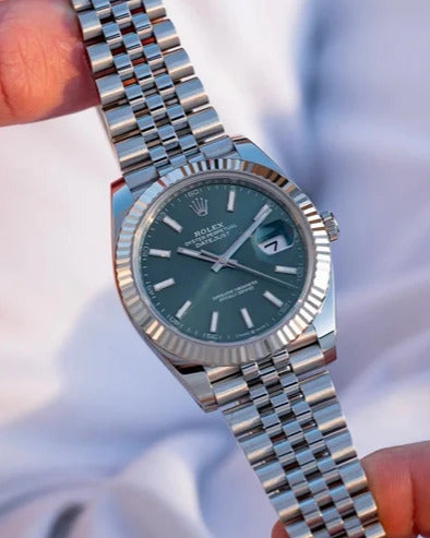 Rolex Datejust Watch — Distinctive Green Dial with Fluted Bezel
