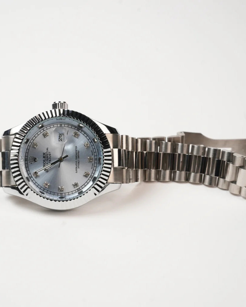 Rolex Oyster Perpetual Datejust Watch — Silver-Tone Finish with Fluted Bezel & Jubilee Bracelet