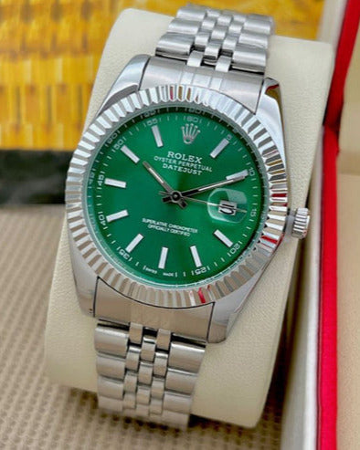 Rolex Datejust Watch — Distinctive Green Dial with Fluted Bezel