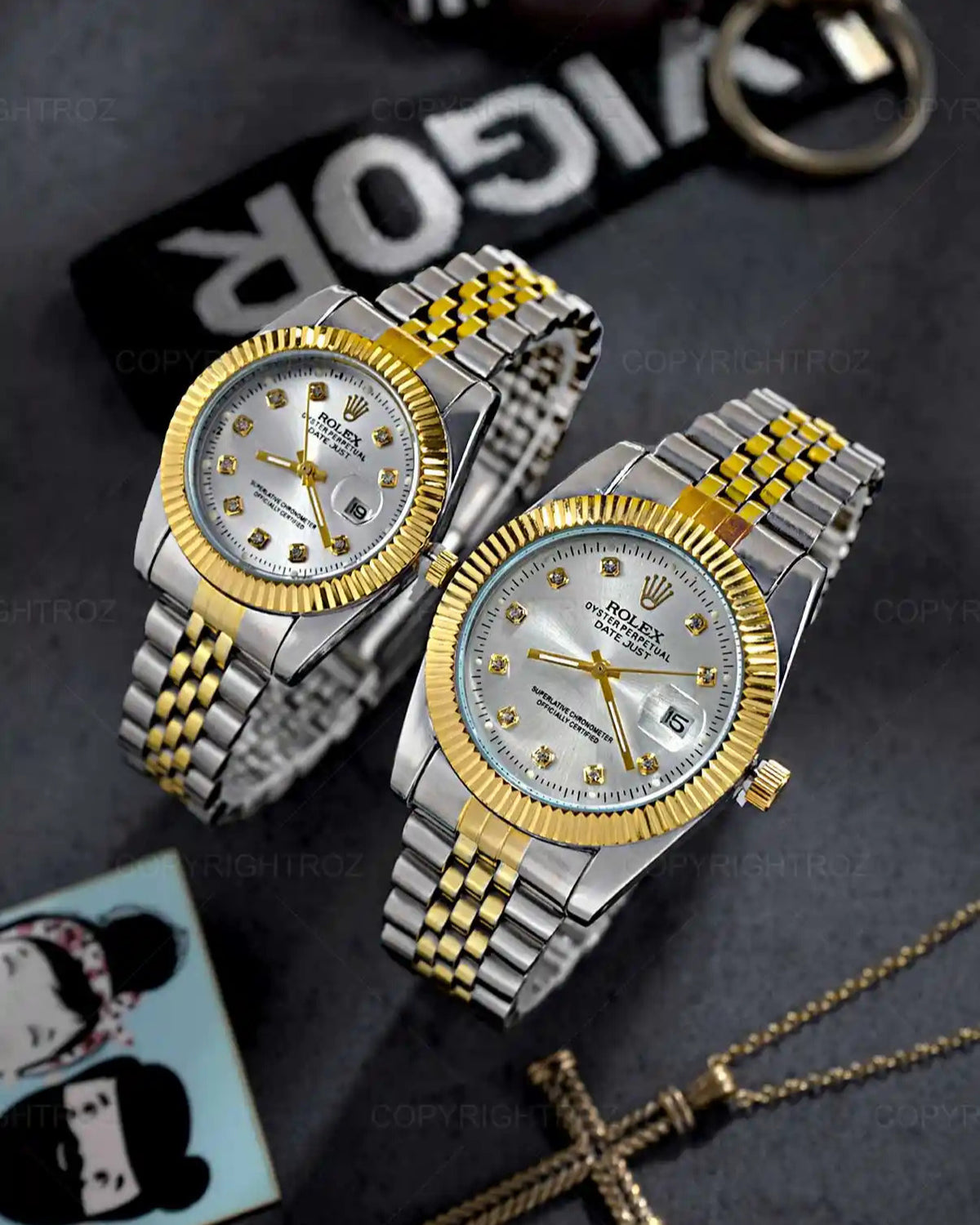 Rolex Datejust Couple Watch Set — Two-Tone with Diamond Dials & Jubilee Bracelets