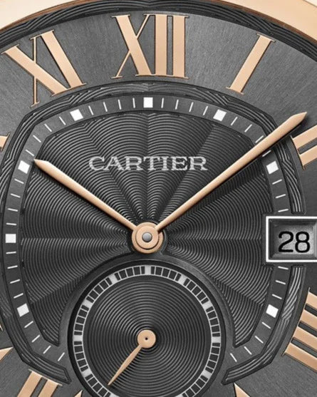Cartier Drive de Cartier Watch — Black Dial with Gold Roman Numerals & Black Leather Strap