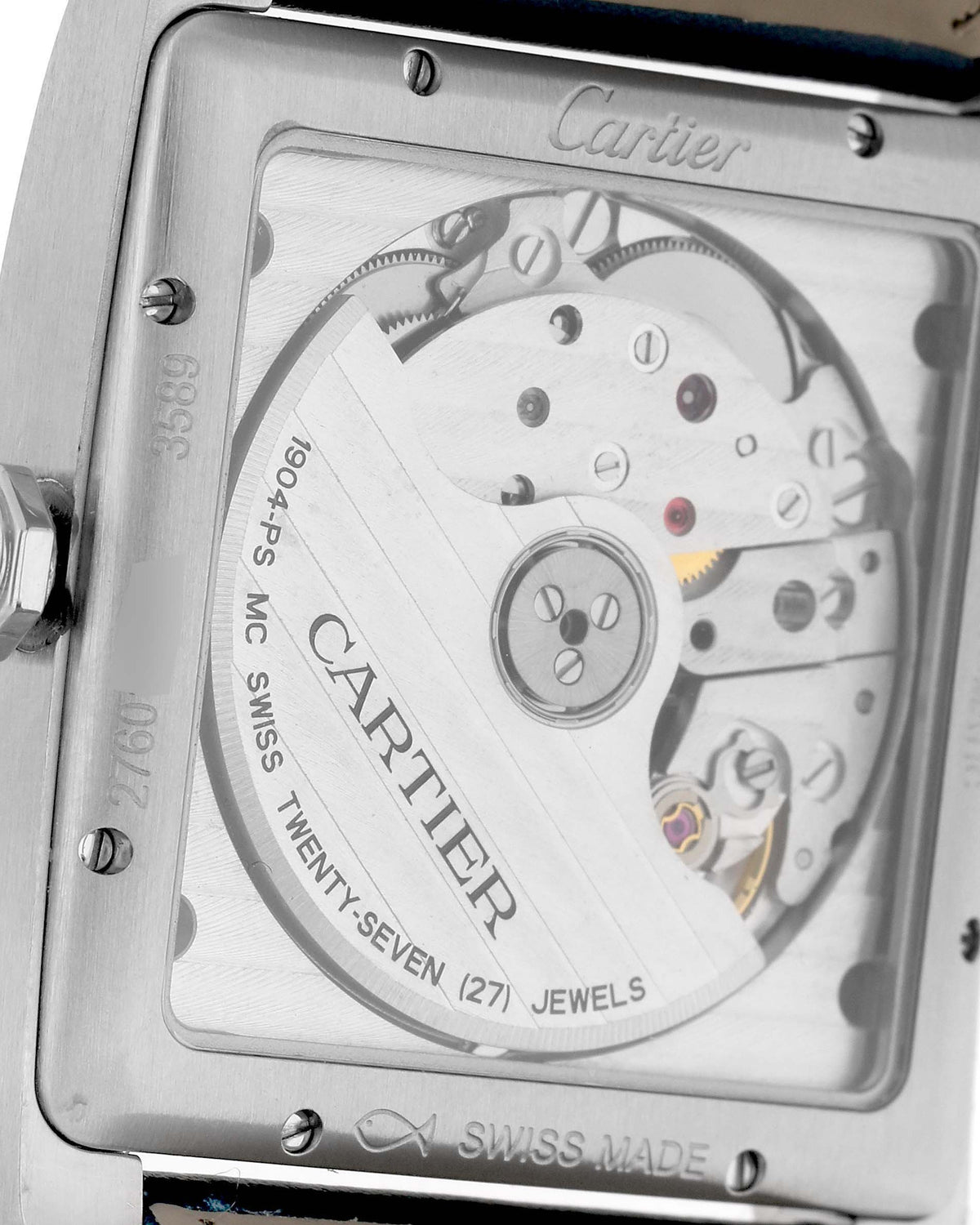 Cartier Tank MC Watch — Stainless Steel Case with Vibrant Blue Leather Strap