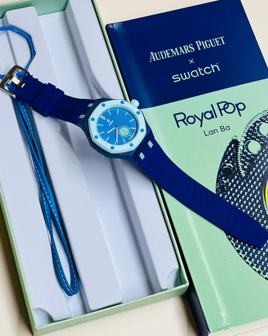 Audemars Piguet x Swatch Royal Oak Watch — Blue Dial with Matching Blue Strap
