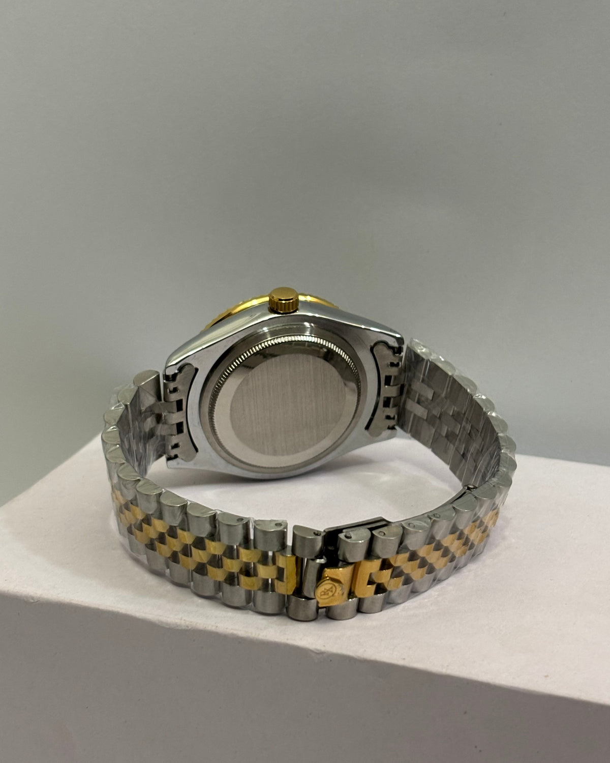 Rolex Datejust Watch — Two-Tone Finish with Fluted Bezel, Green Dial & Diamond Hour Markers