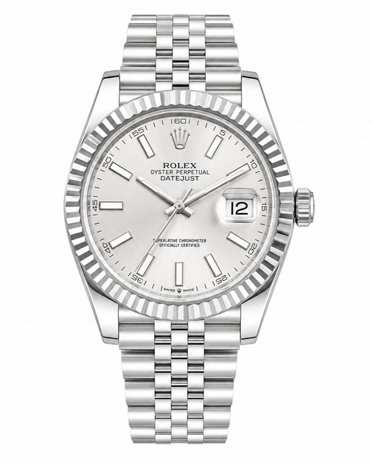 Rolex Datejust 41 Watch — Silver Sunray Dial with Fluted Bezel & Stainless Steel Bracelet